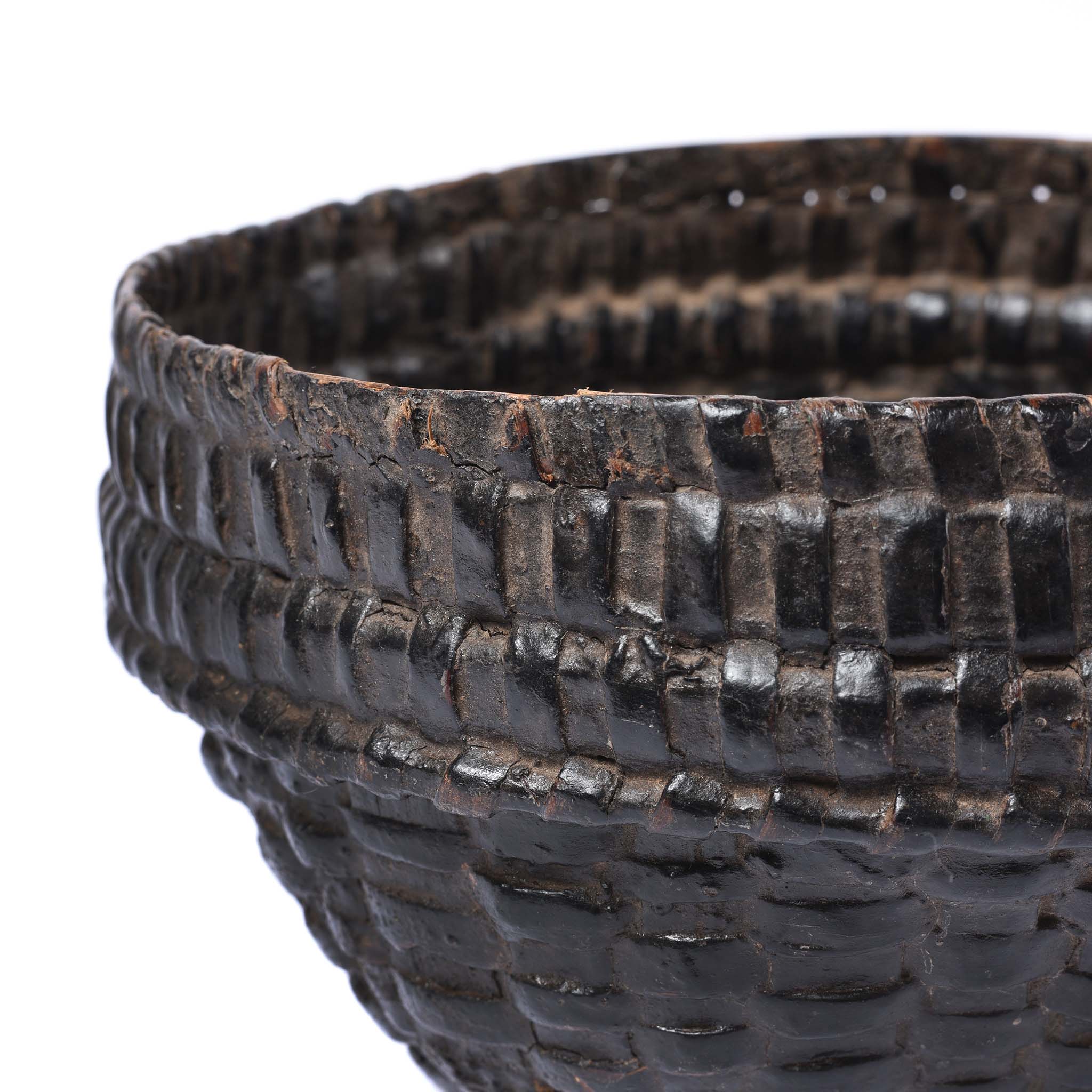 Vintage Woven Rattan Basket From Karnataka - Ca 1940 - Image 3