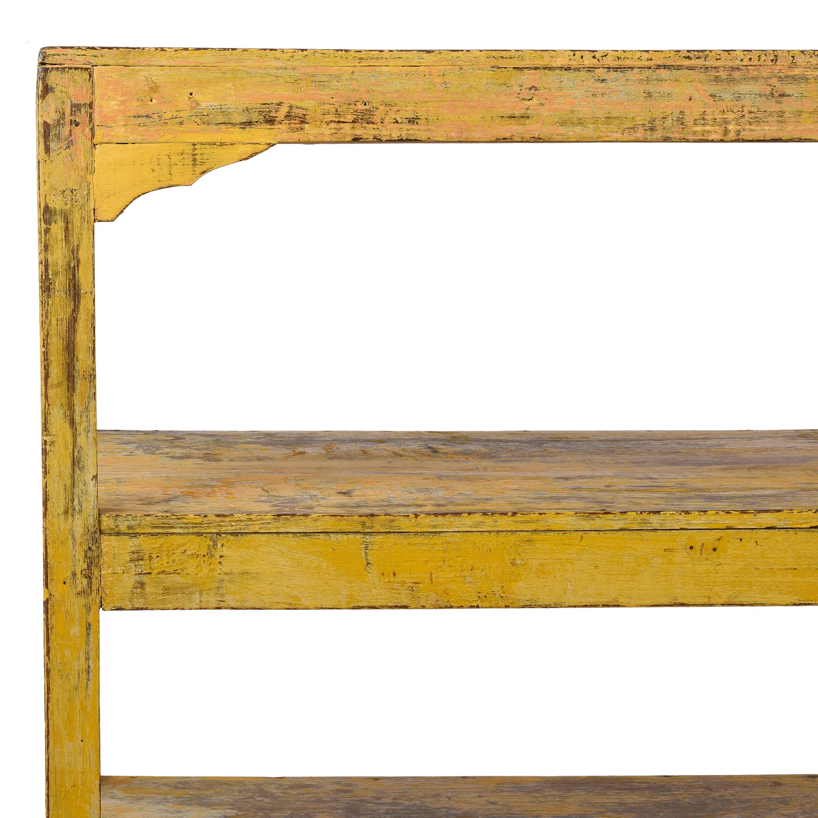 Vintage Yellow Painted Indian Teak Shelf - Ca 1930 - Image 3
