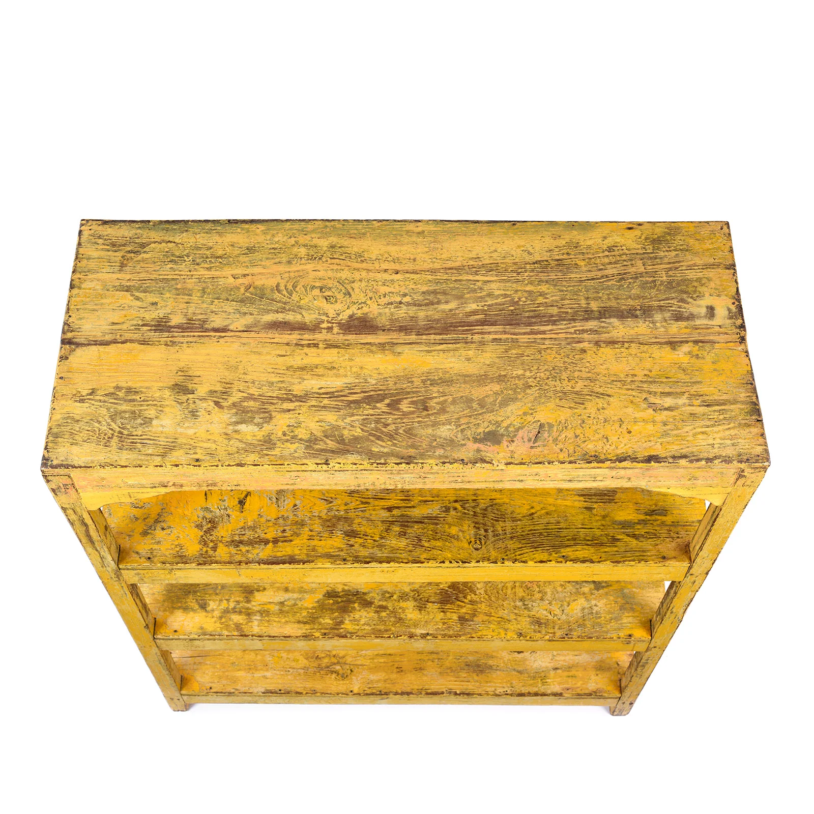 Vintage Yellow Painted Indian Teak Shelf - Ca 1930 - Image 5