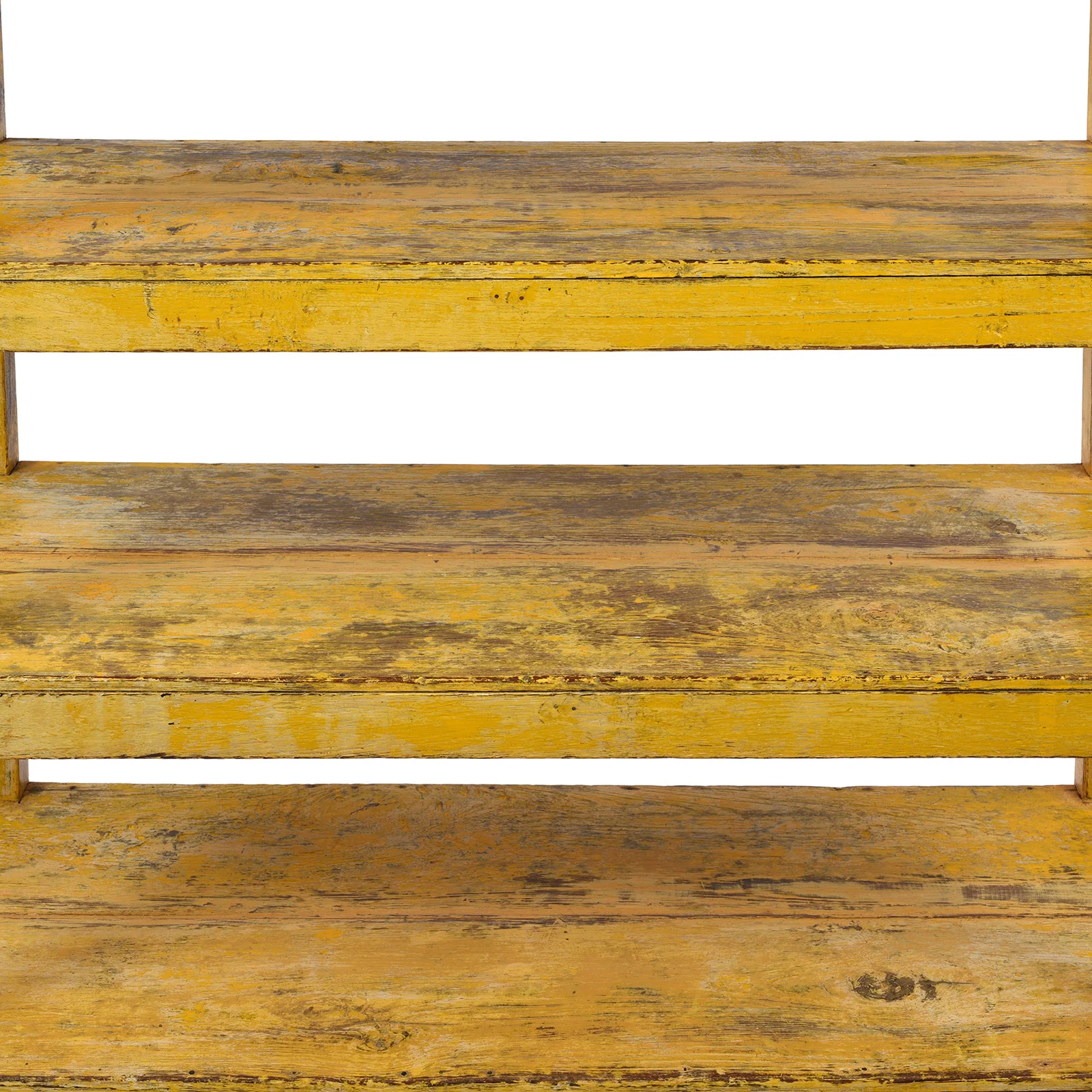 Vintage Yellow Painted Indian Teak Shelf - Ca 1930 - Image 6