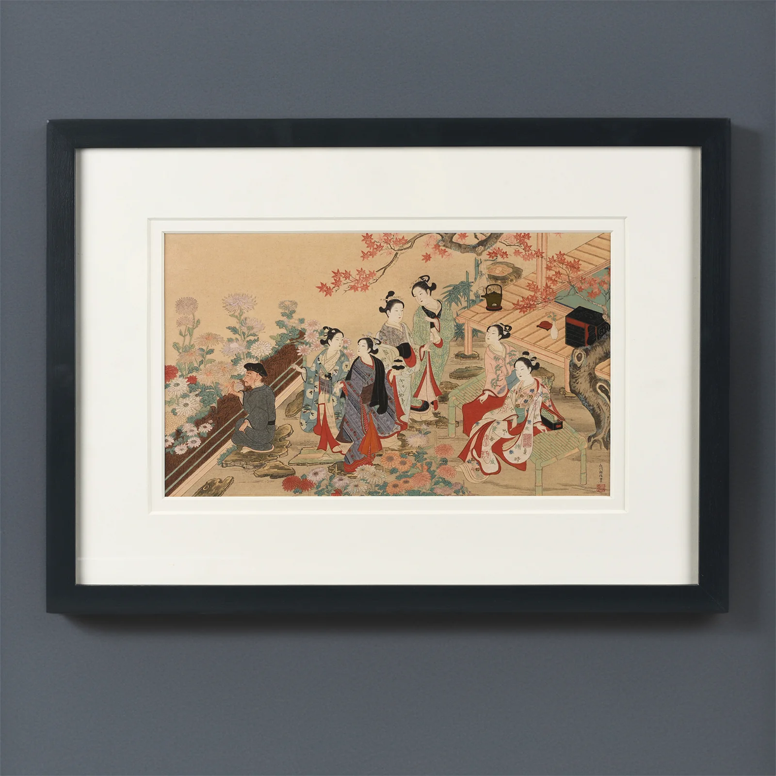 'Visit To The Garden' Japanese Woodblock by Nishikawa Sukenobu