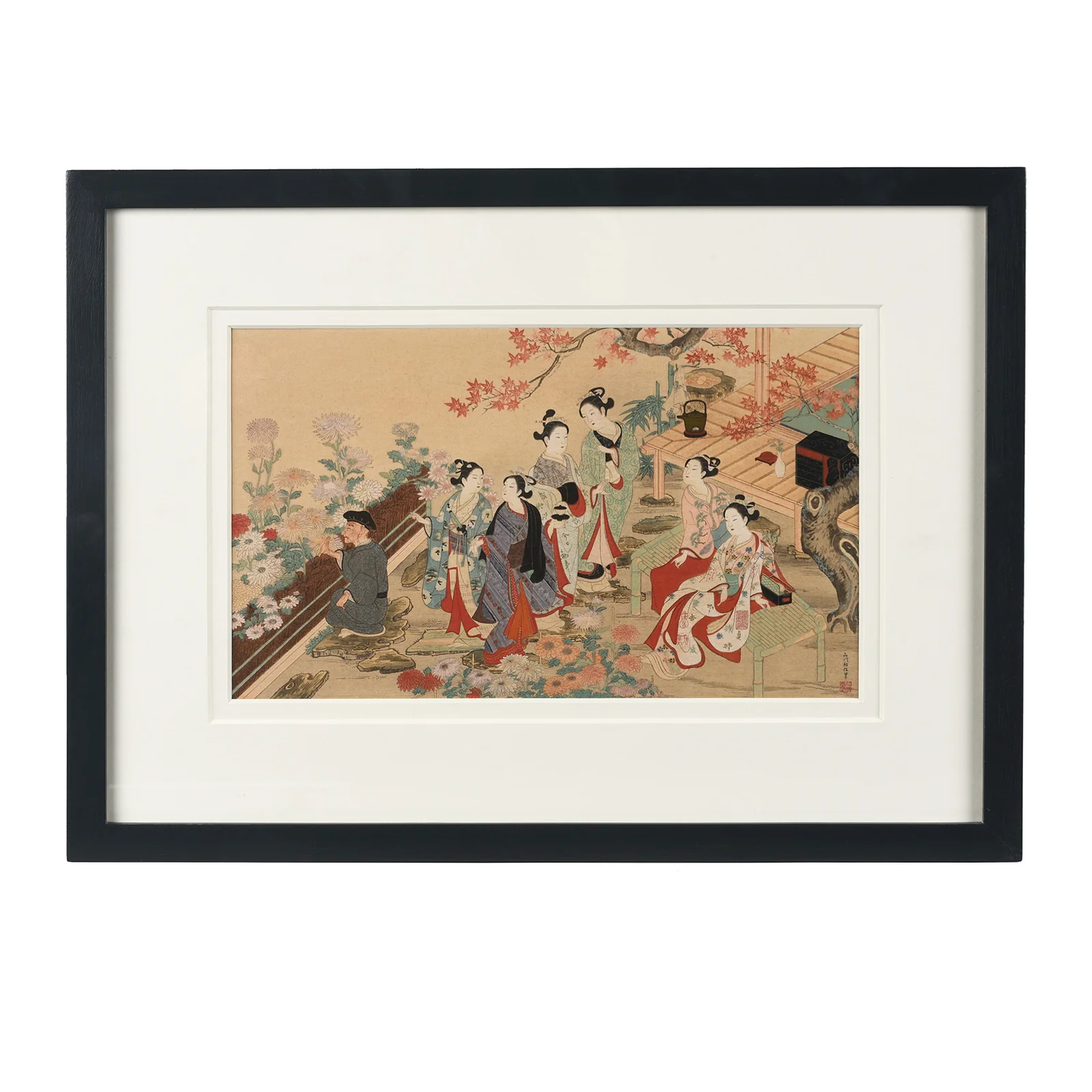 'Visit To The Garden' Japanese Woodblock by Nishikawa Sukenobu - Image 3