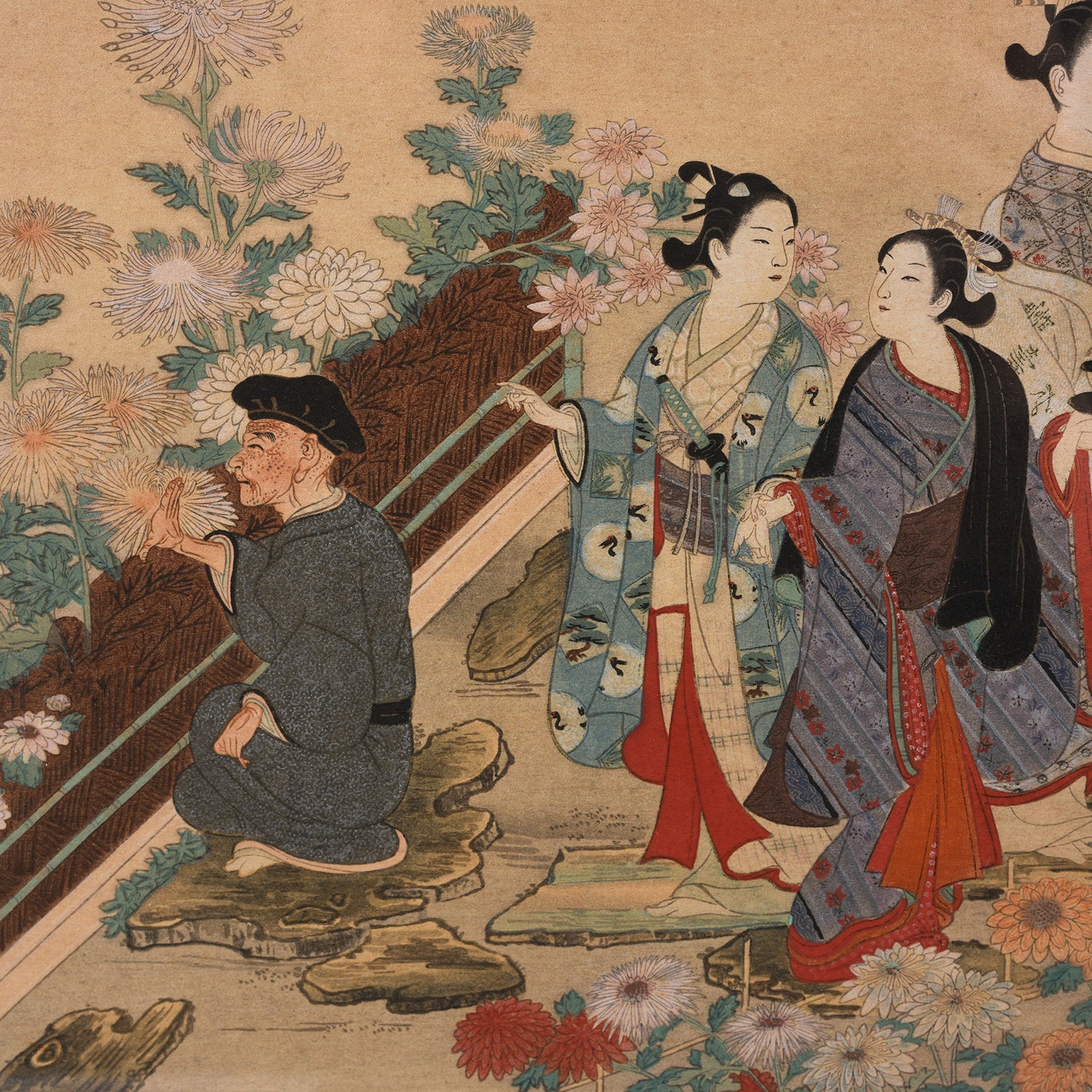 'Visit To The Garden' Japanese Woodblock by Nishikawa Sukenobu - Image 5