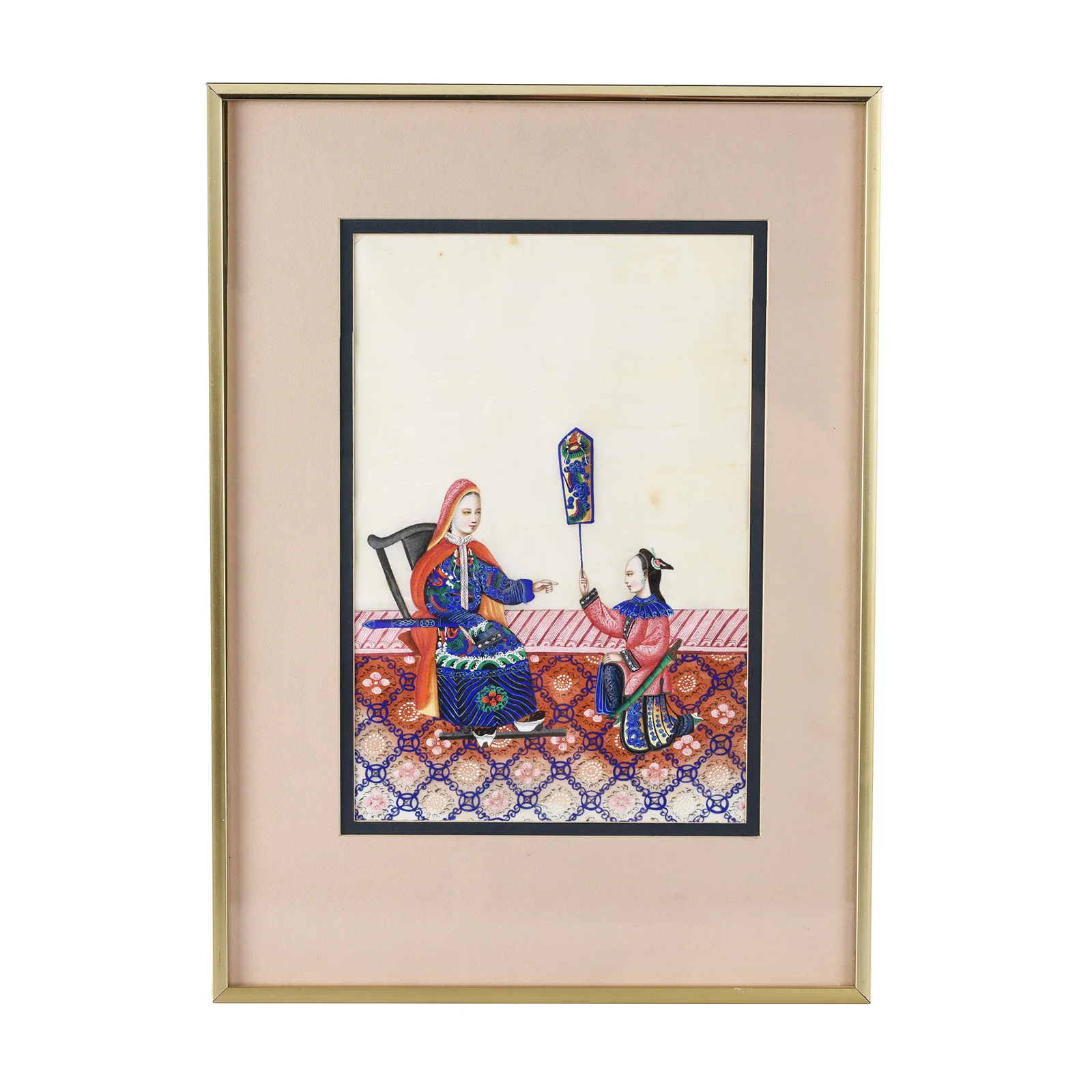 Chinese Watercolour Painting - An Official Scene on Pith Paper - 19th Century