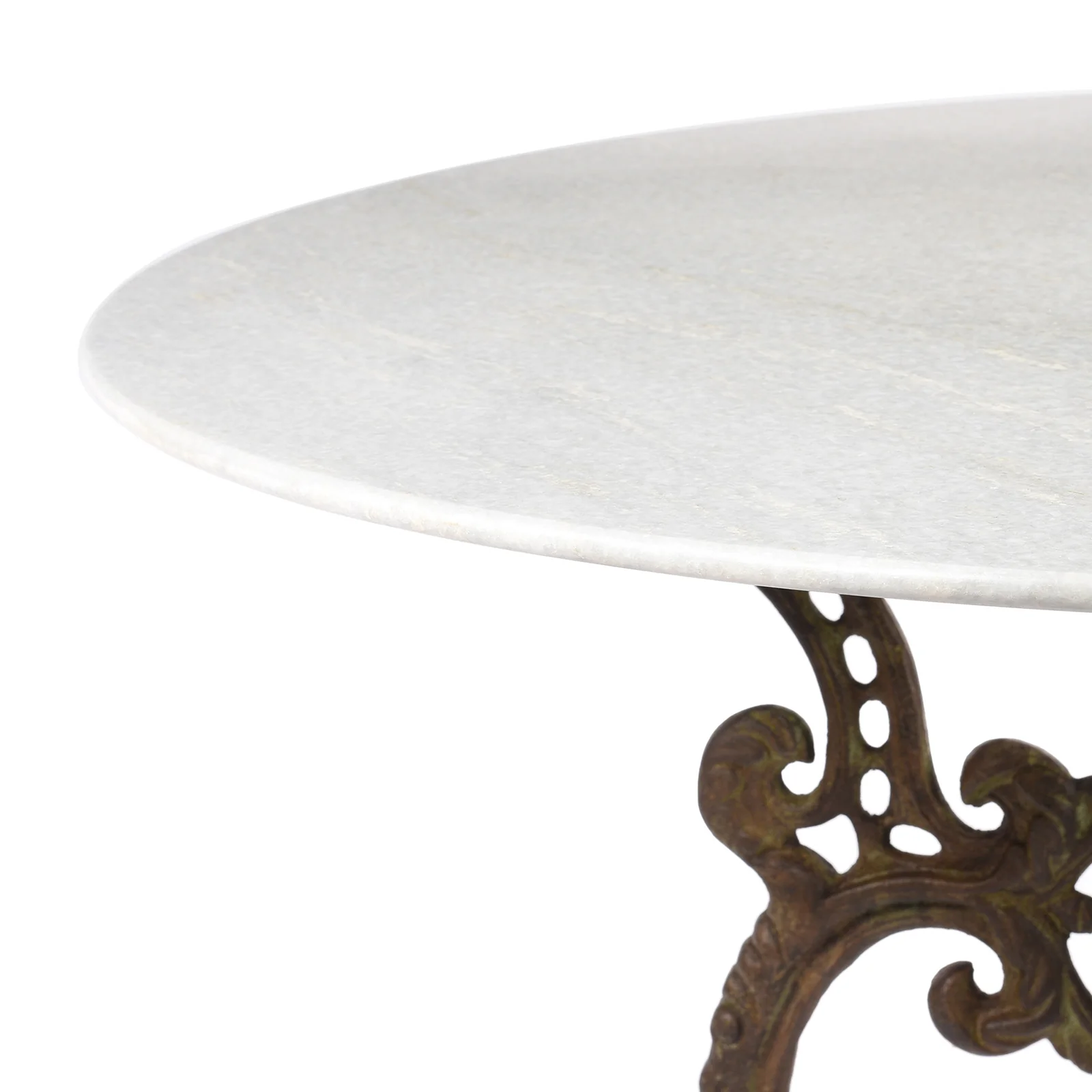White Marble Round Table With Cast Iron Base - Image 2