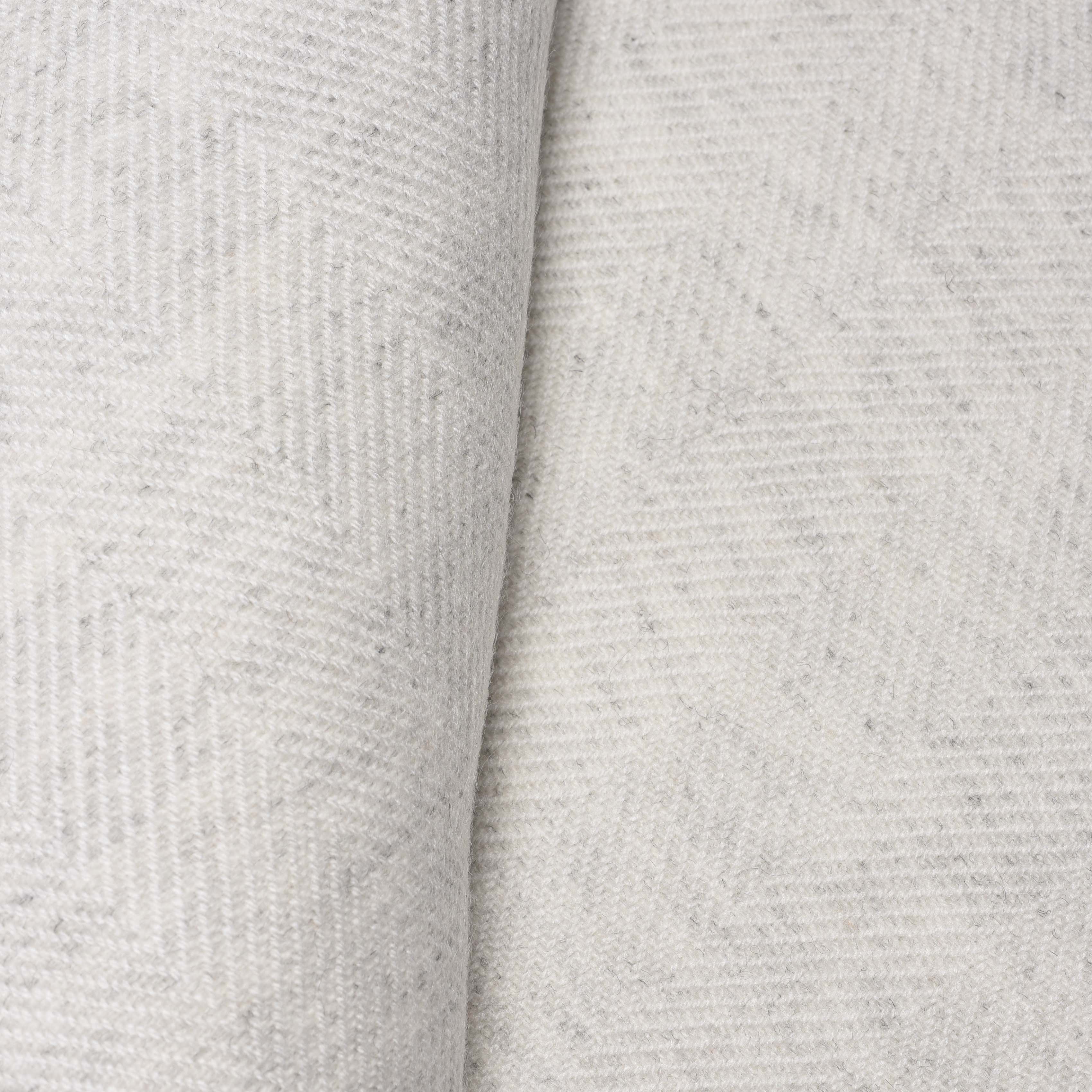 Wool Throw from Kashmir - Herringbone White - Image 2
