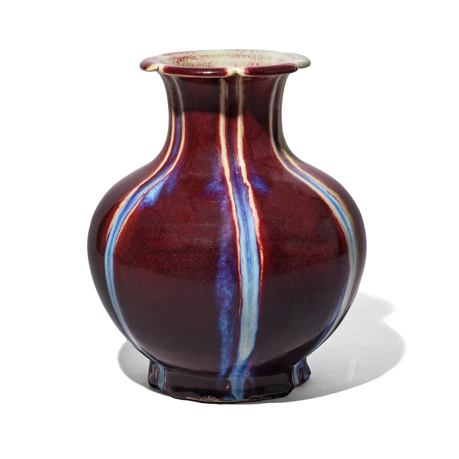 Yaobian Ice Red Flambe Porcelain Flower Vase