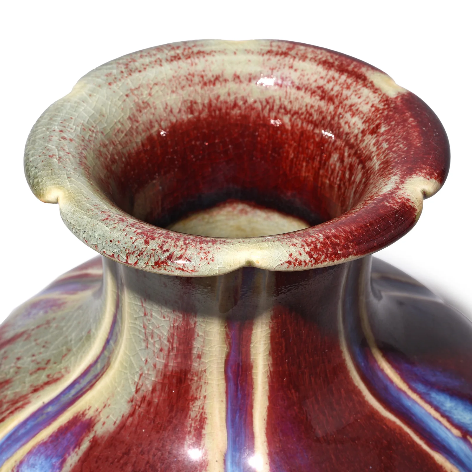Yaobian Ice Red Flambe Porcelain Flower Vase - Image 2