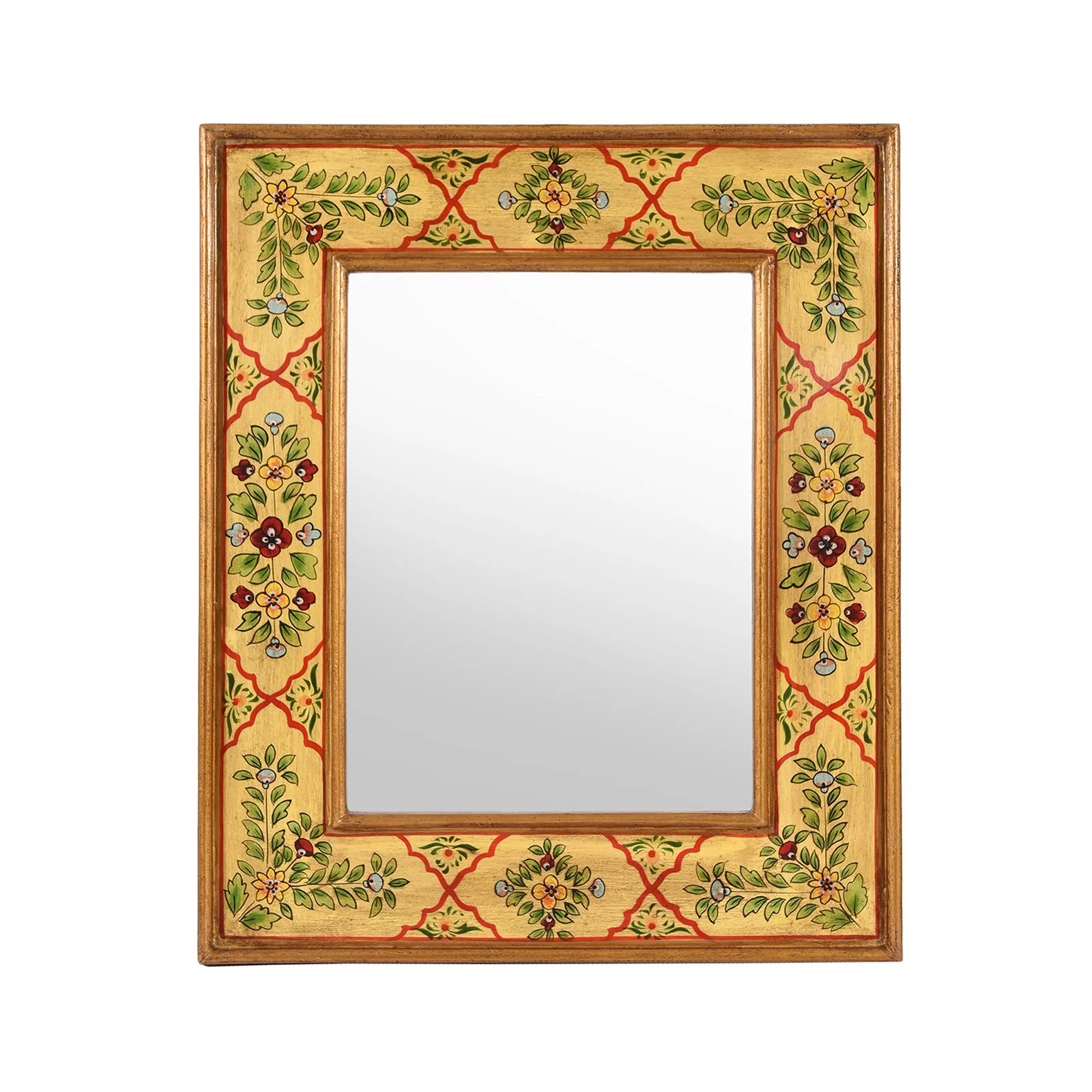 Yellow Hand Painted Indian Mirror - Image 6