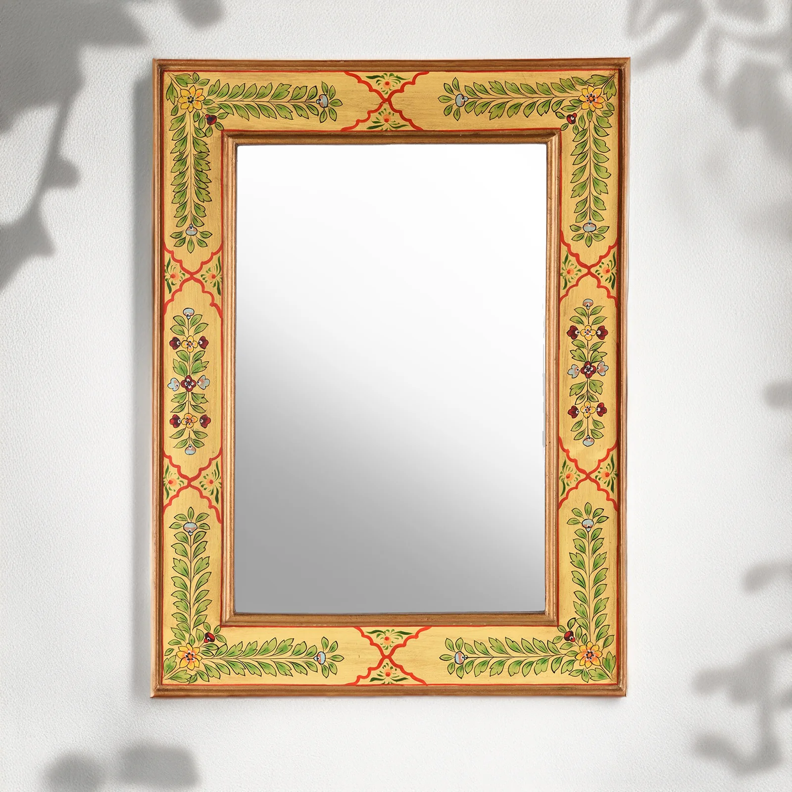 Yellow Hand Painted Indian Mirror - Image 9