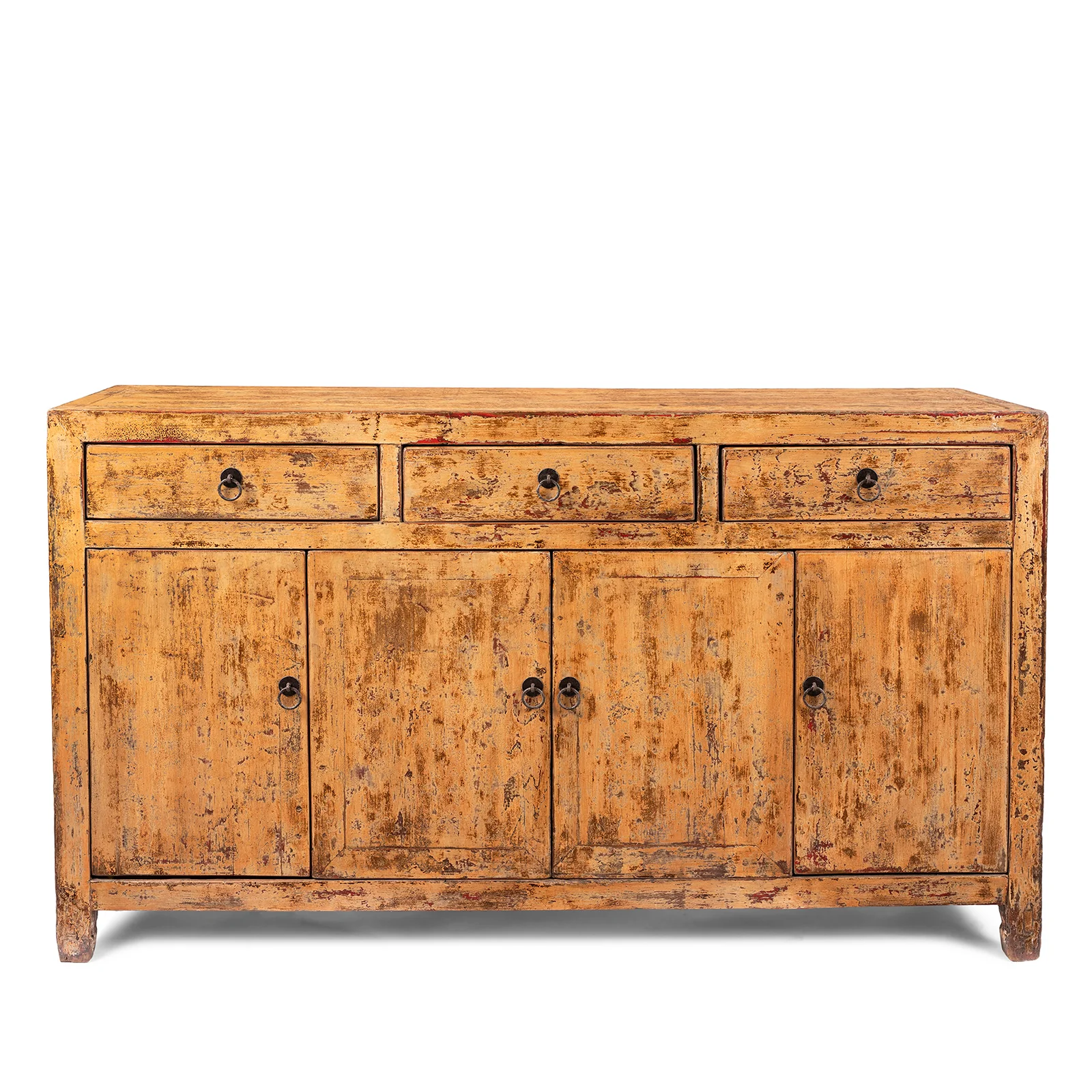 Chinese Yellow Lacquer Sideboard Made From Reclaimed Wood