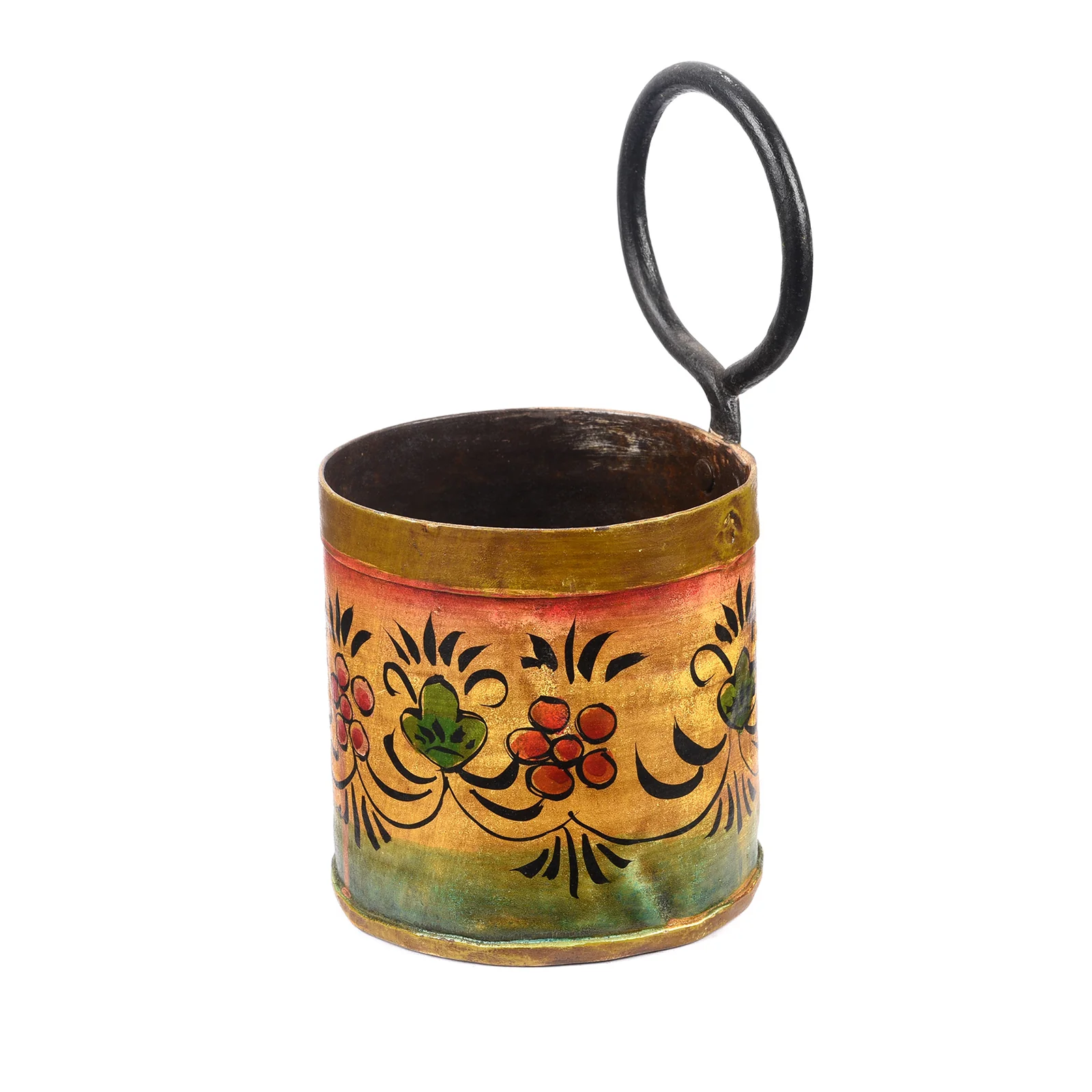 Vintage Rajasthani Painted Bottle Carrier - Image 3