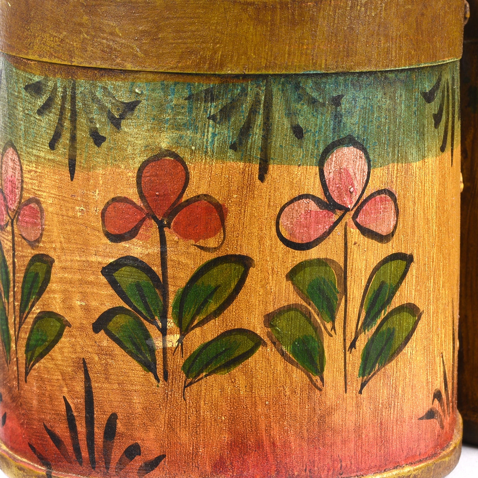 Vintage Rajasthani Painted Bottle Carrier - Image 4