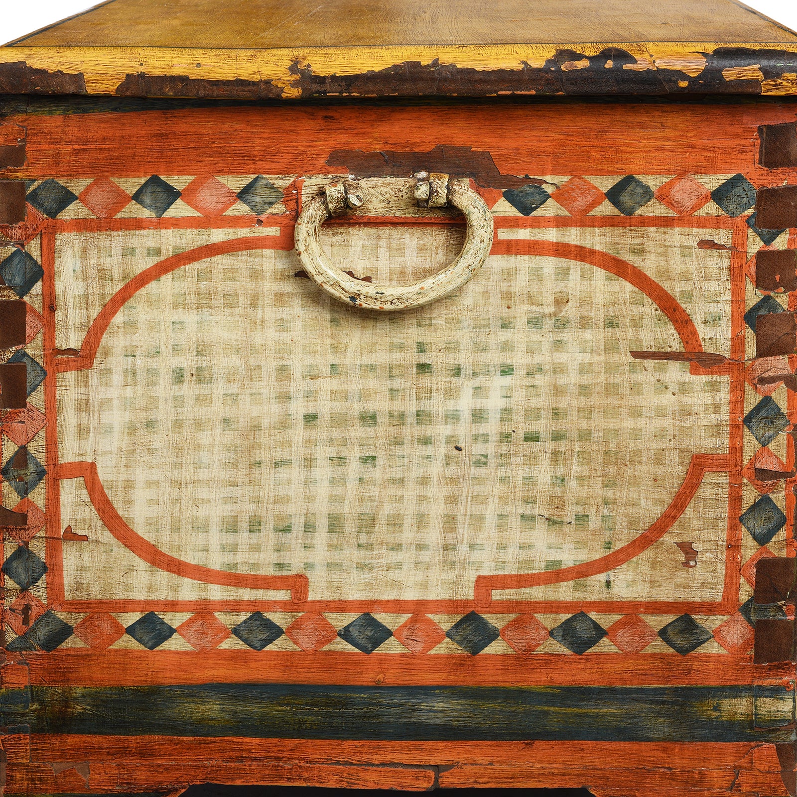Yellow Painted Teak Chest From Gujarat - 1920 - Image 7