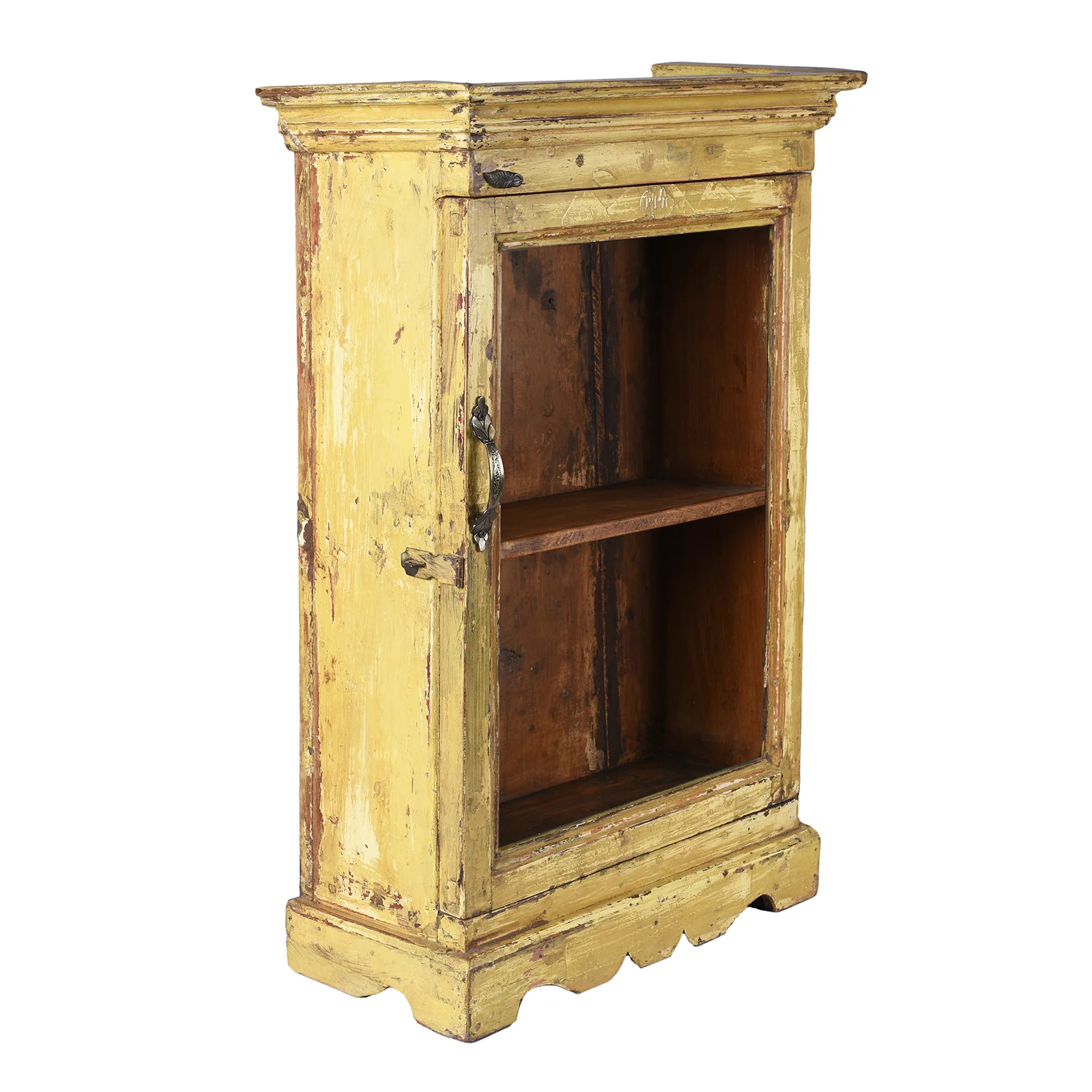 Yellow Painted Indian Wall Cabinet - Ca 1930 - Image 3