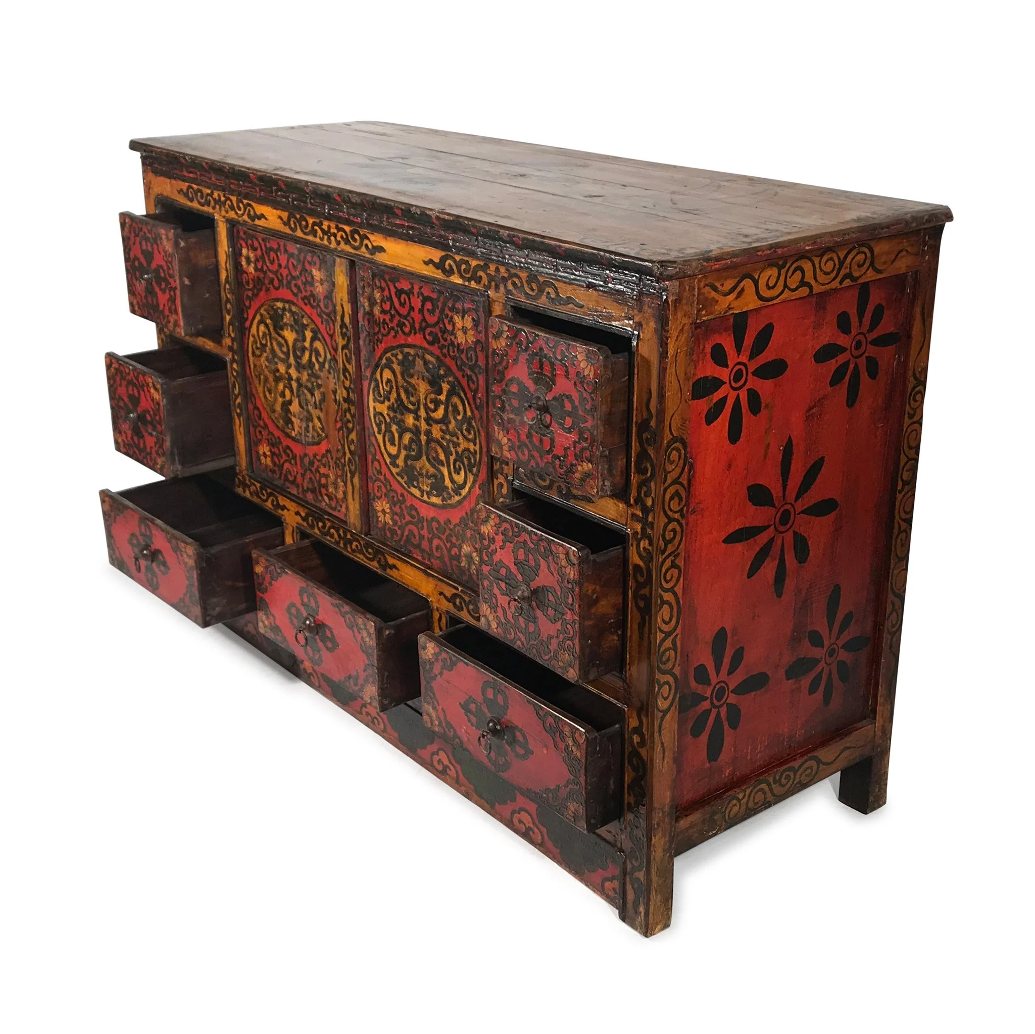 Painted Tibetan Altar Cabinet (Reproduction) - Image 2