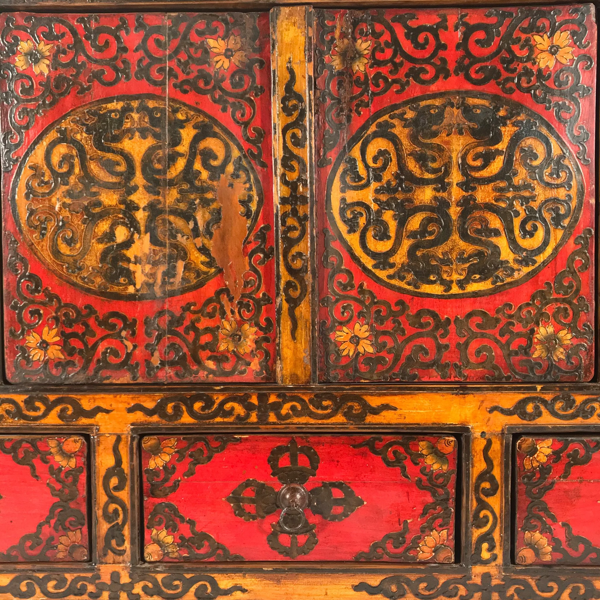 Painted Tibetan Altar Cabinet (Reproduction) - Image 6