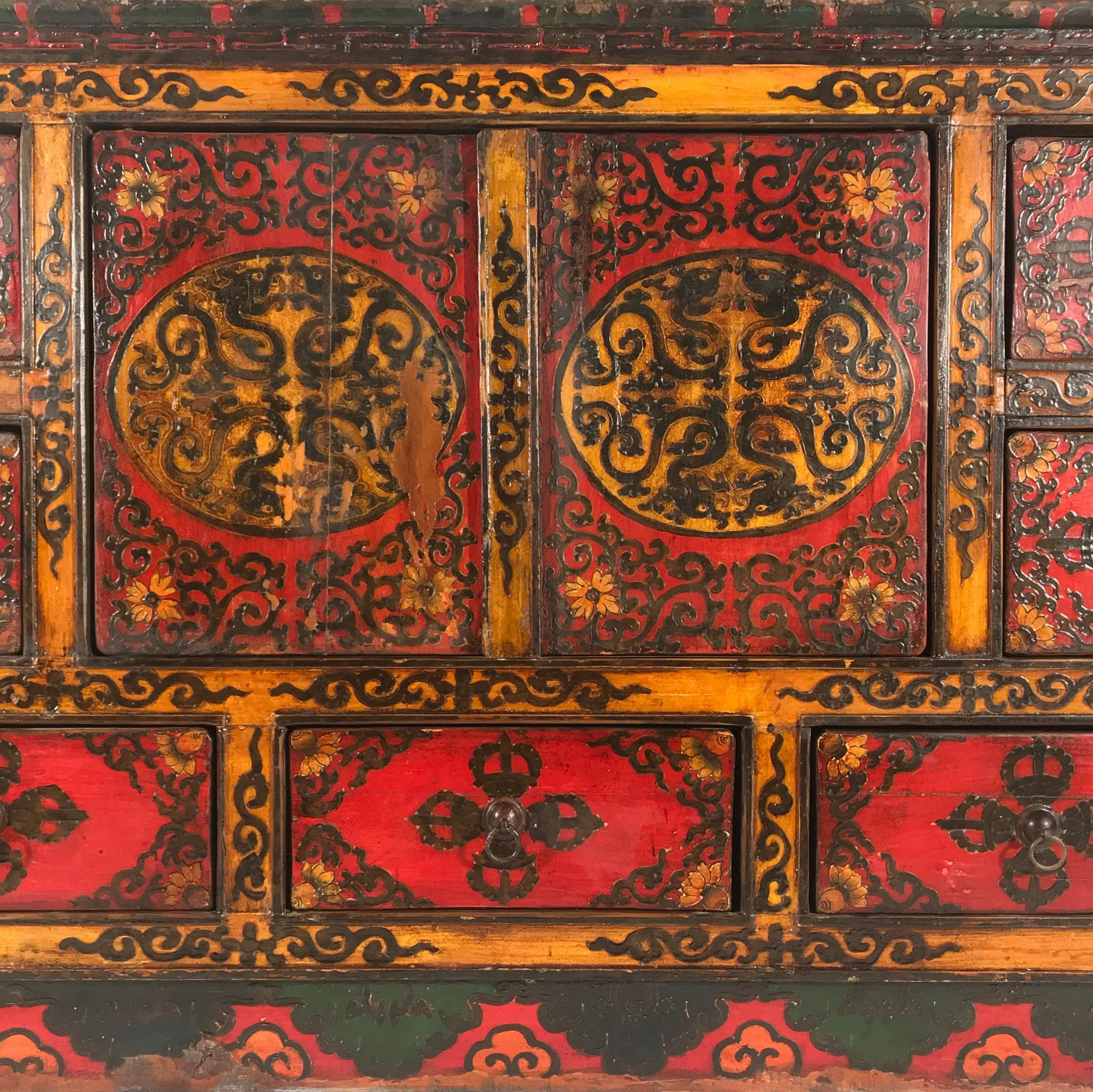 Painted Tibetan Altar Cabinet (Reproduction) - Image 9